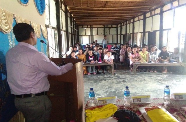 Dr. Bimal Sinha addressing students